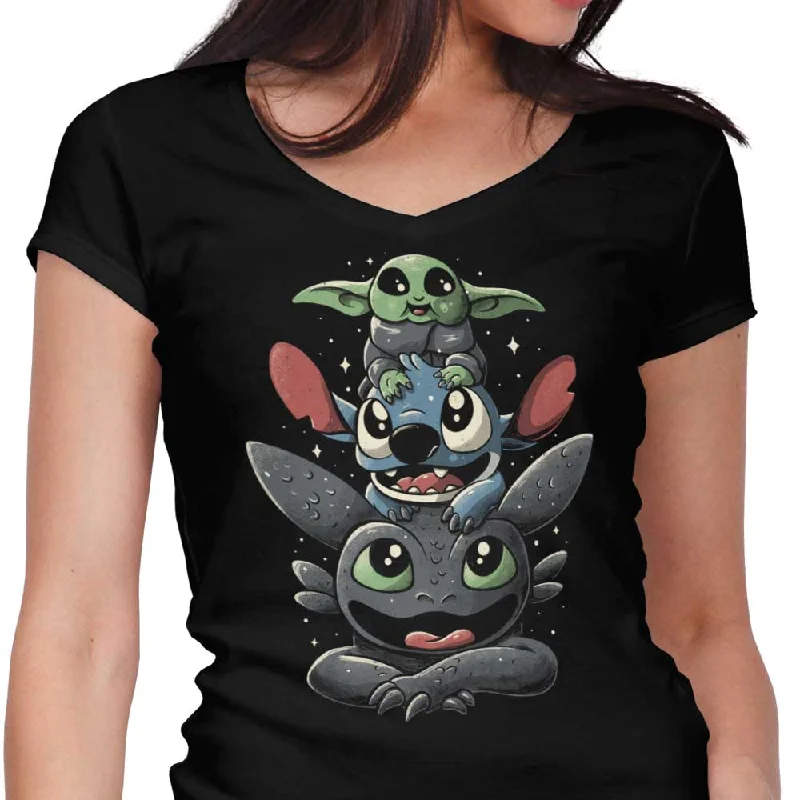 Cuteness Tower - Women's V-Neck