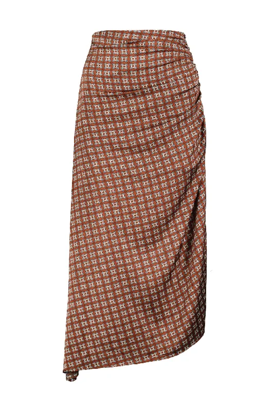 Asymmetrical Midi Skirt - Copper Heritage Print