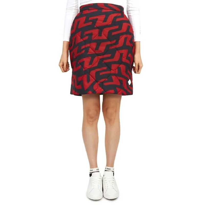 Carrie Padded Skirt Print In Bridge Swirl Red