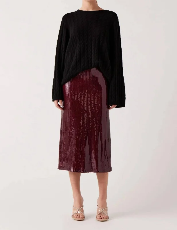 Elia Sequins Skirt In Oxblood