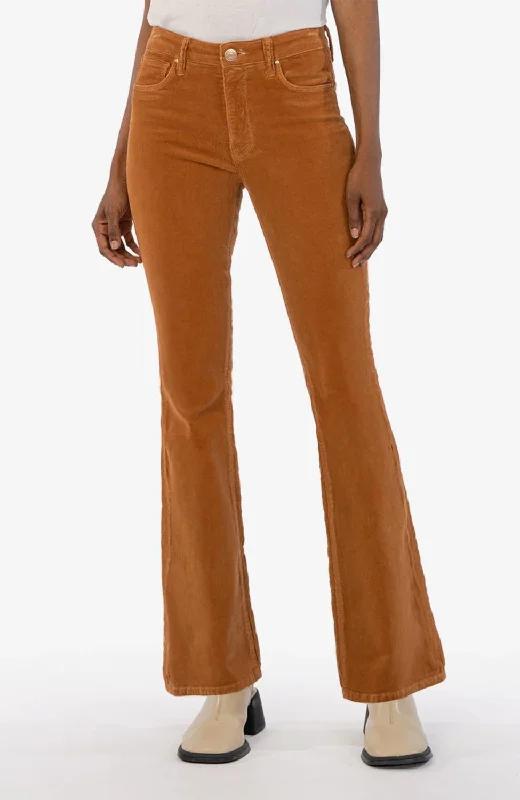 Ana Corduroy High Rise Fab Ab Flare Jeans In Butterscotch