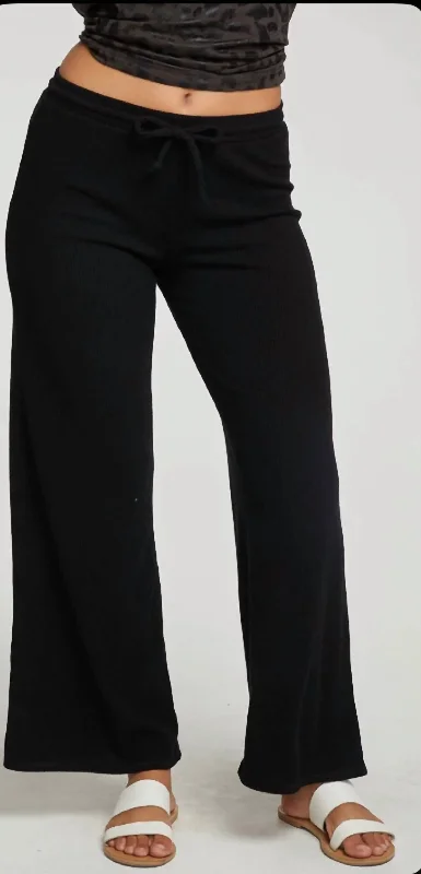 Rpet Love Rib Wide Leg Lounge Pant In True Black