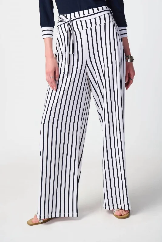 Striped Jersey Pant In Vanilla/navy