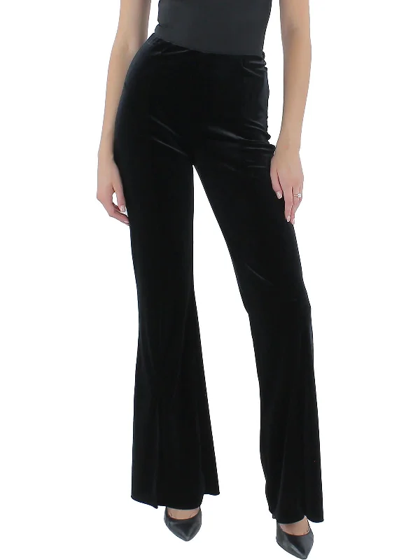 Womens High Rise Front Slit Wide Leg Pants