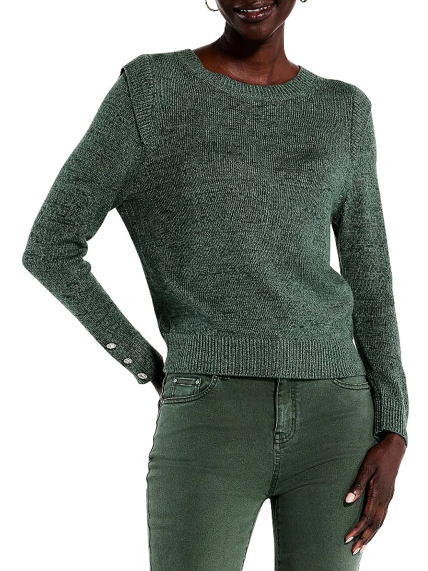 Playful Womens Heathered Button Detail Pullover Sweater