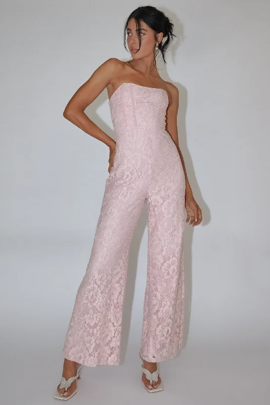 Ankita Strapless Lace Jumpsuit Pink Blush