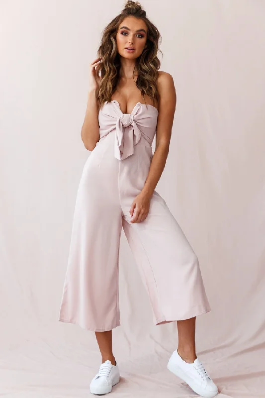 Khloe Summer Bow Tie Jumpsuit Blush