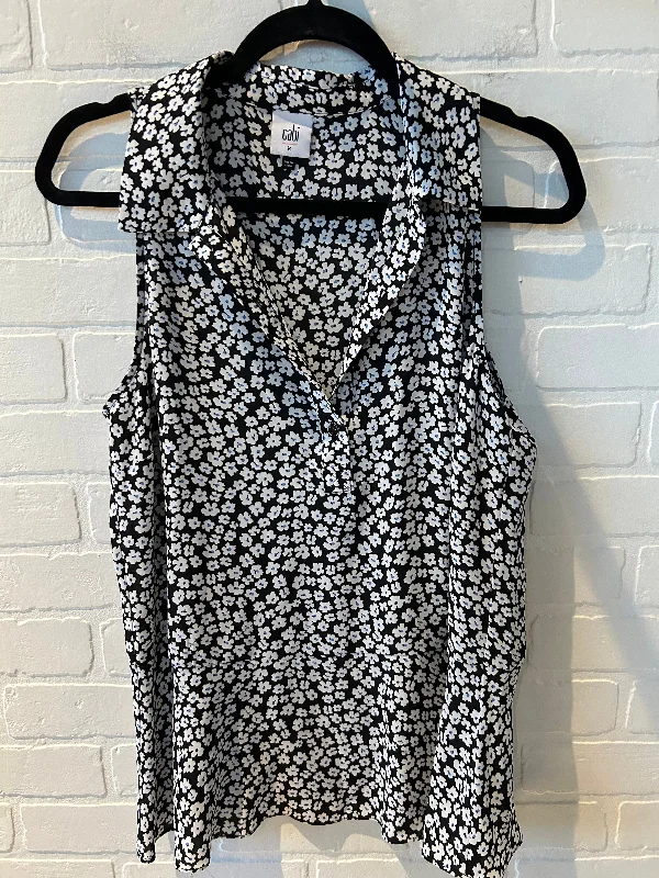 Top Sleeveless By Cabi In Black & White, Size: M