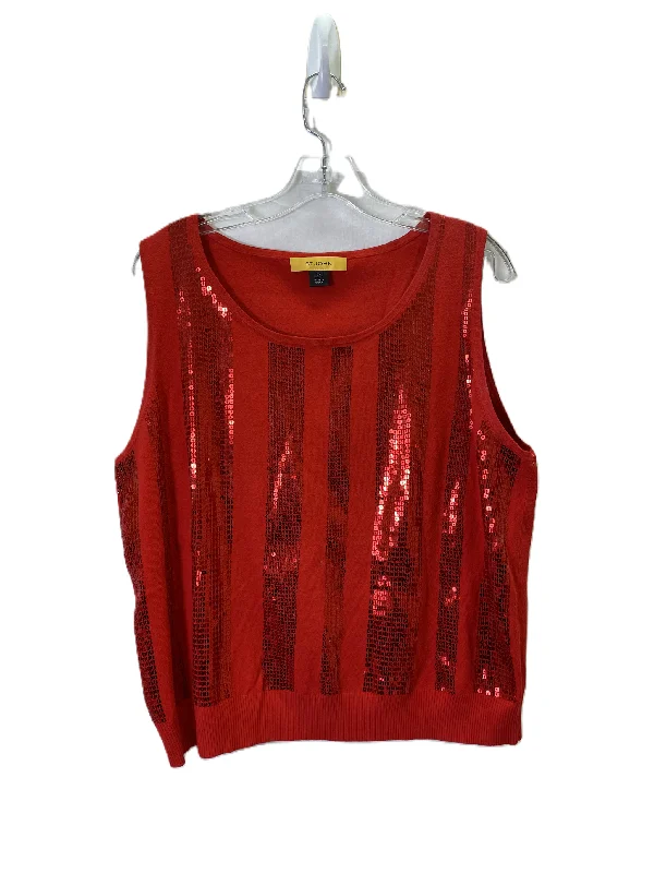 Top Sleeveless Luxury Designer By St. John In Red, Size: Xl