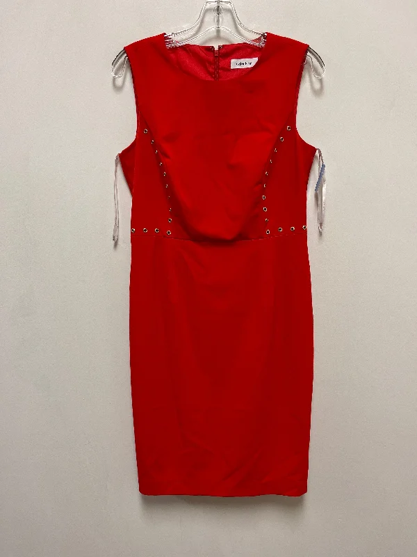 Dress Casual Midi By Calvin Klein In Red, Size: S