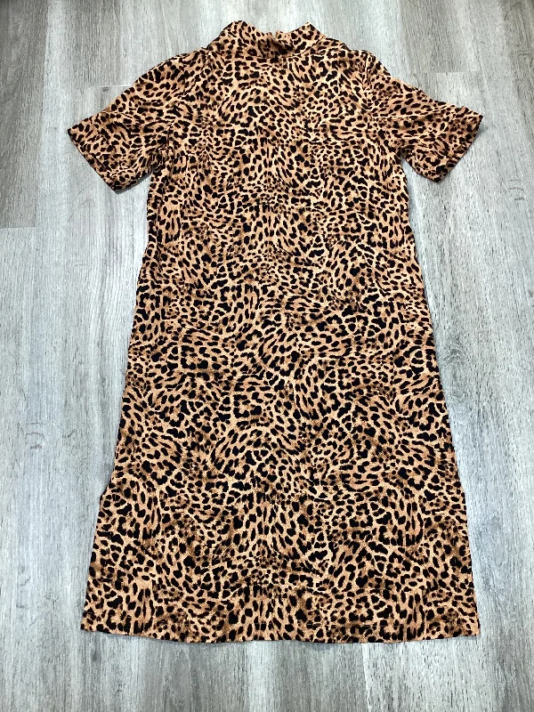 Dress Casual Midi By Chicos In Leopard Print, Size: L