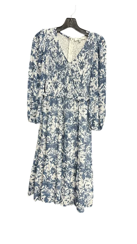 Dress Casual Midi By Clothes Mentor In Blue & White, Size: Xs