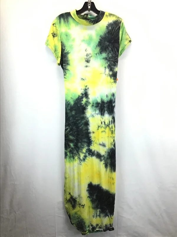 Green & Yellow Dress Casual Maxi Discreet Wear, Size Xl