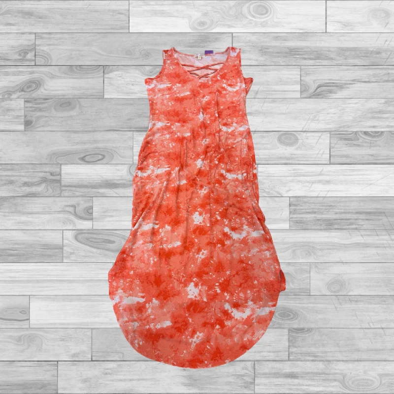 Orange & White Dress Casual Maxi Ultra Flirt, Size L