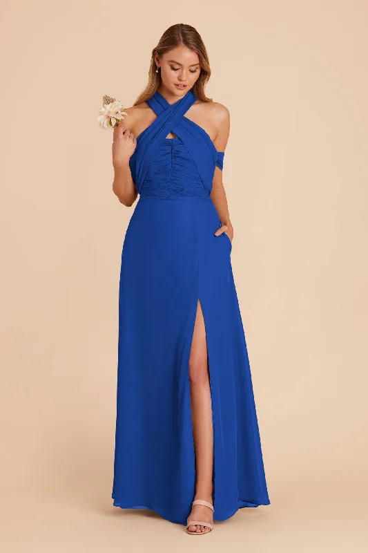 Cara Chiffon Dress - Cobalt Blue