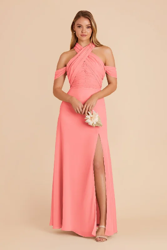 Cara Chiffon Dress - Coral Pink