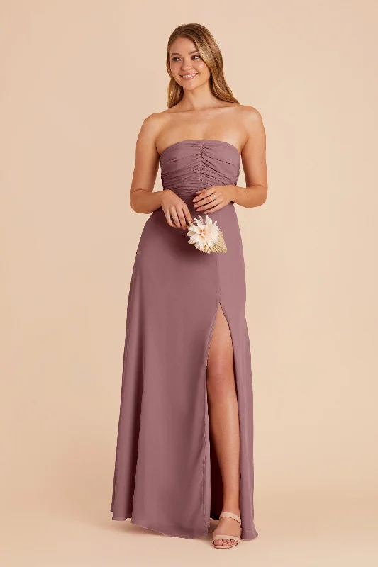 Cara Chiffon Dress - Dark Mauve