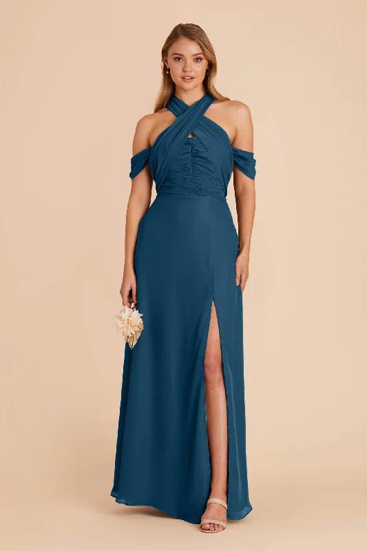 Cara Chiffon Dress - Dark Teal