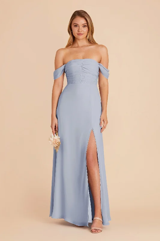 Cara Chiffon Dress - Dusty Blue