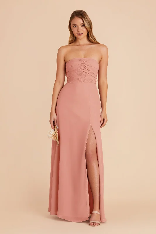 Cara Chiffon Dress - Dusty Rose