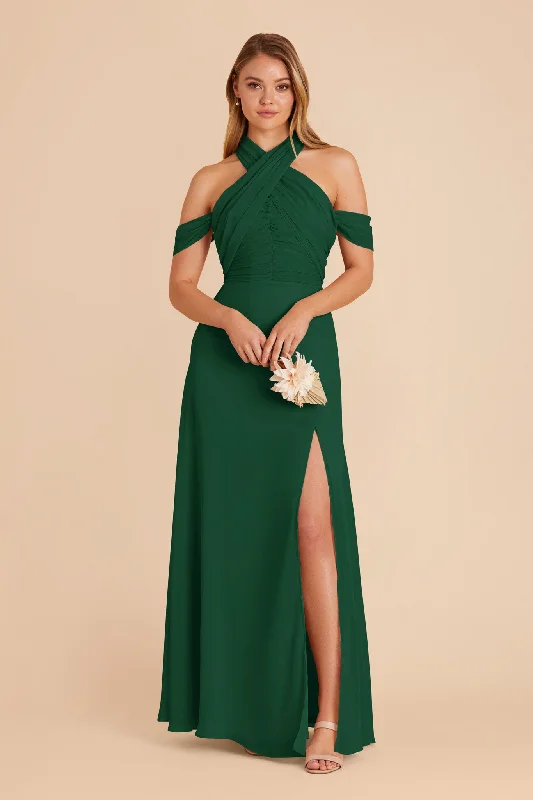 Cara Chiffon Dress - Forest Green