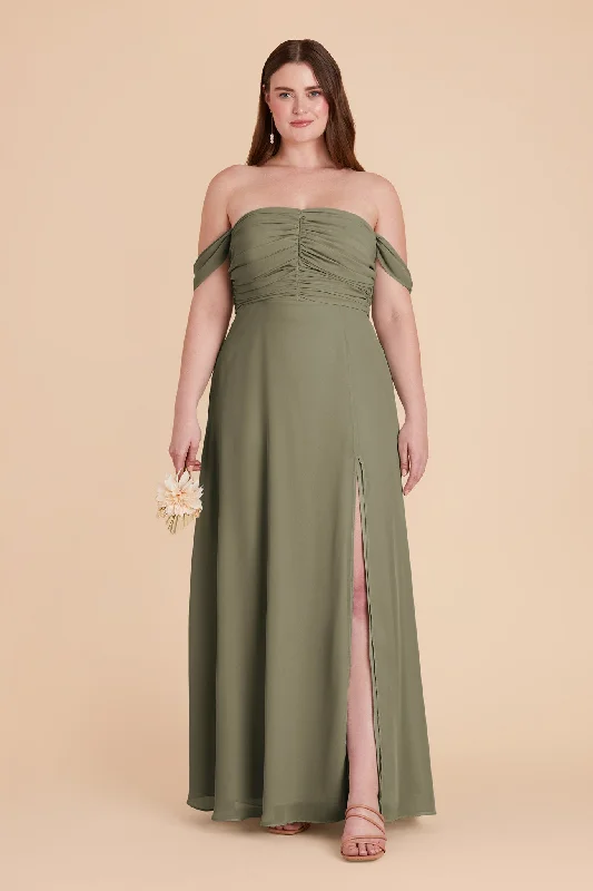 Cara Chiffon Dress - Moss Green