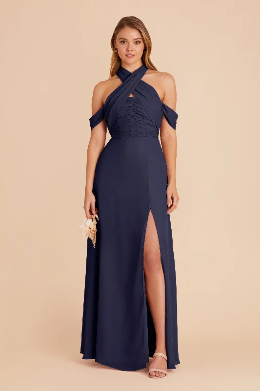 Cara Chiffon Dress - Navy