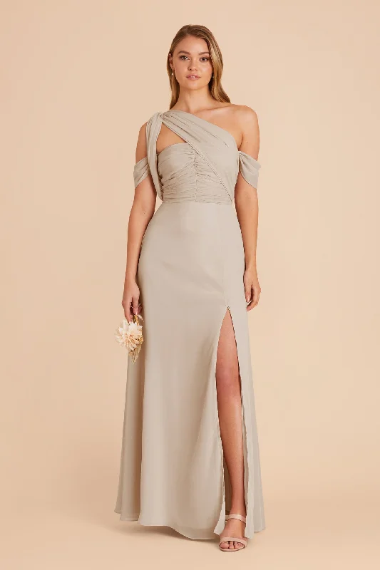 Cara Chiffon Dress - Neutral Champagne