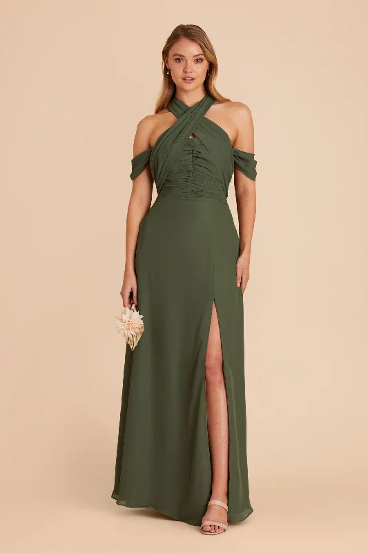 Cara Chiffon Dress - Olive