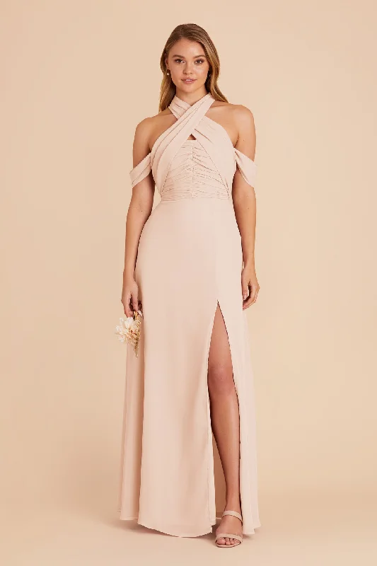 Cara Chiffon Dress - Pale Blush