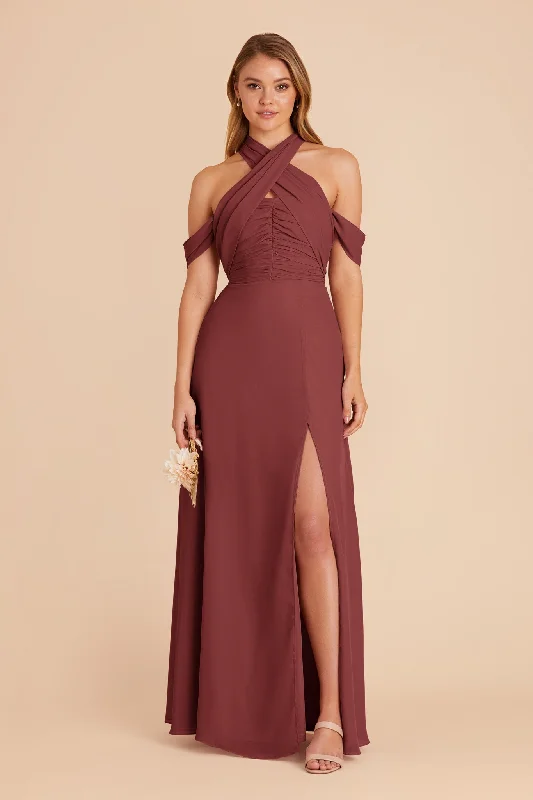 Cara Chiffon Dress - Rosewood