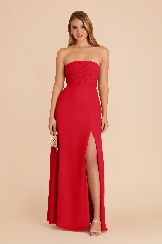 Cara Chiffon Dress - Ruby Red