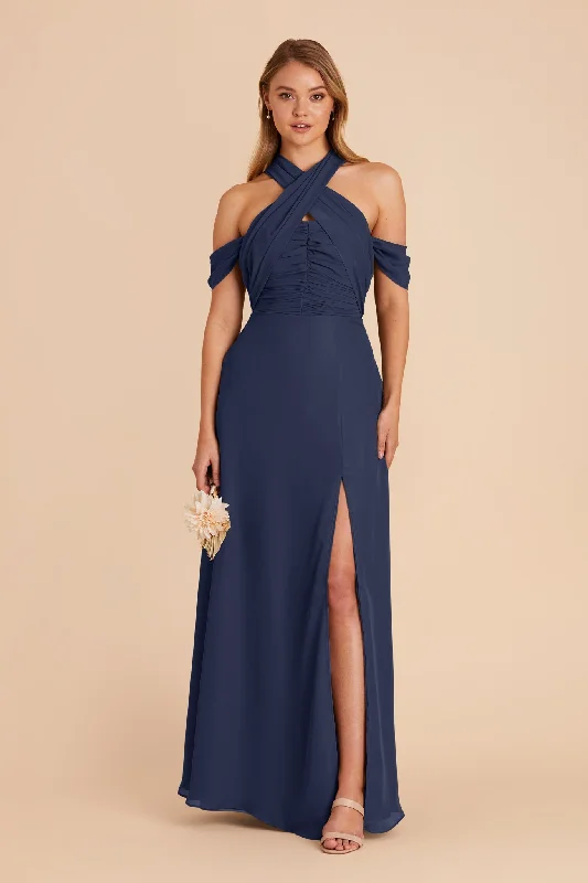 Cara Chiffon Dress - Slate Blue