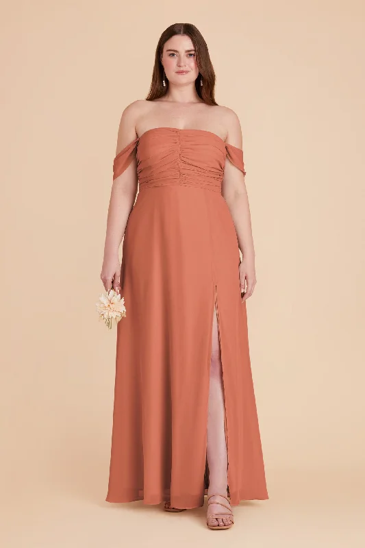 Cara Chiffon Dress - Terracotta