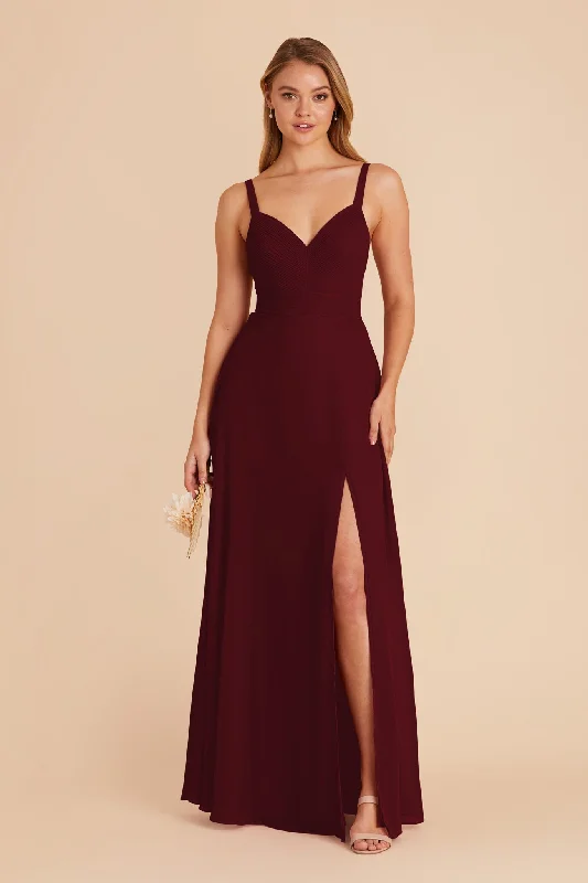 Deborah Chiffon Dress - Cabernet