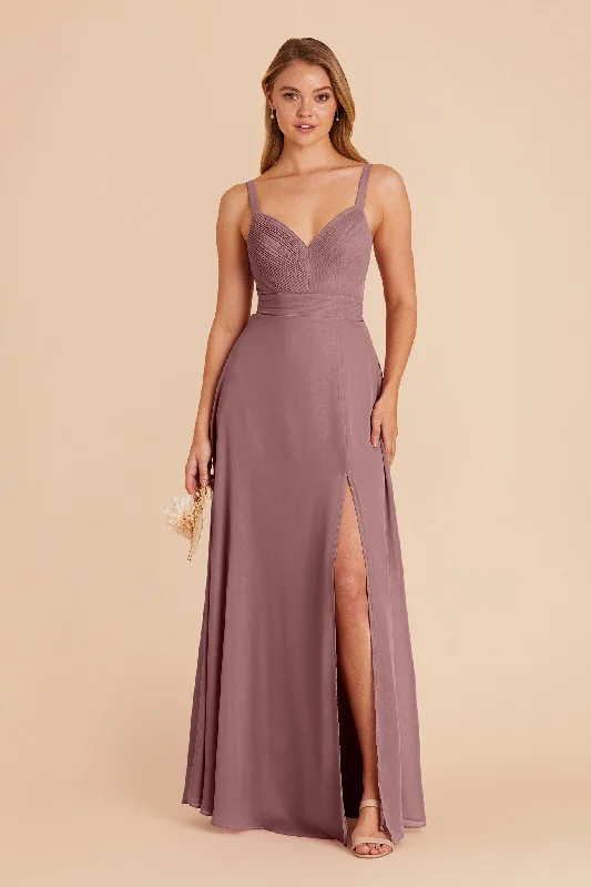 Deborah Chiffon Dress - Dark Mauve