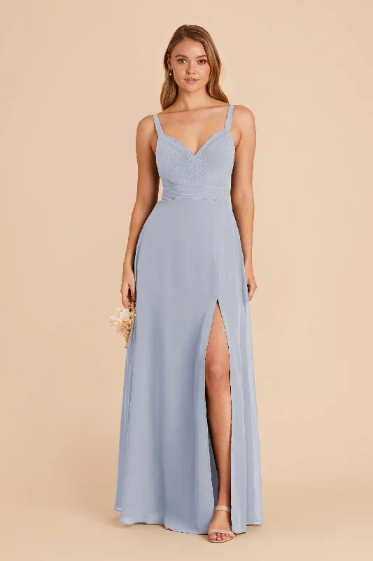 Deborah Chiffon Dress - Dusty Blue