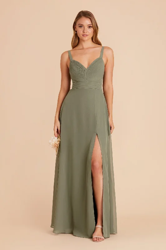 Deborah Chiffon Dress - Moss Green