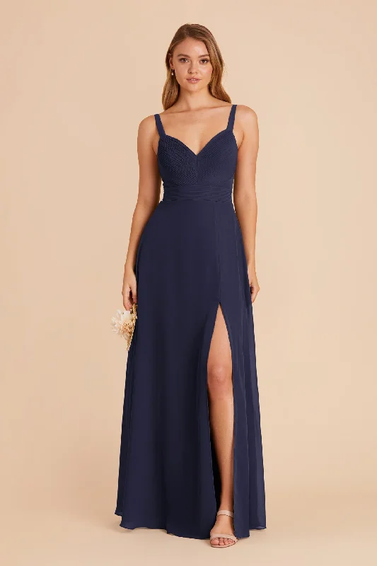 Deborah Chiffon Dress - Navy