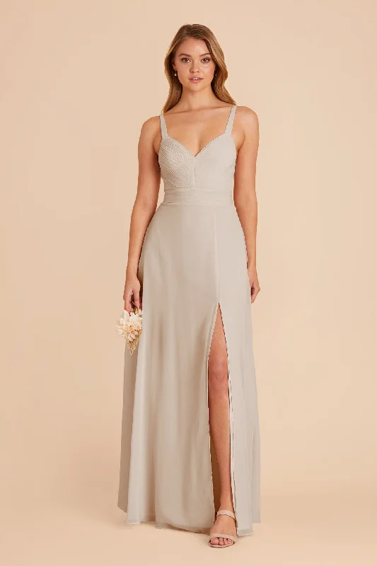 Deborah Chiffon Dress - Neutral Champagne