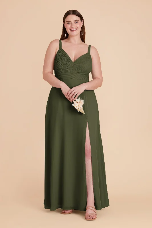 Deborah Chiffon Dress - Olive