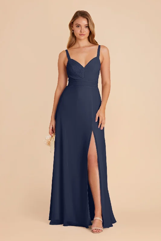 Deborah Chiffon Dress - Slate Blue