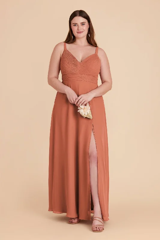 Deborah Chiffon Dress - Terracotta