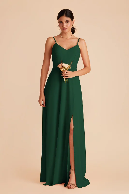 Devin Convertible Dress With Slit - Forest Green