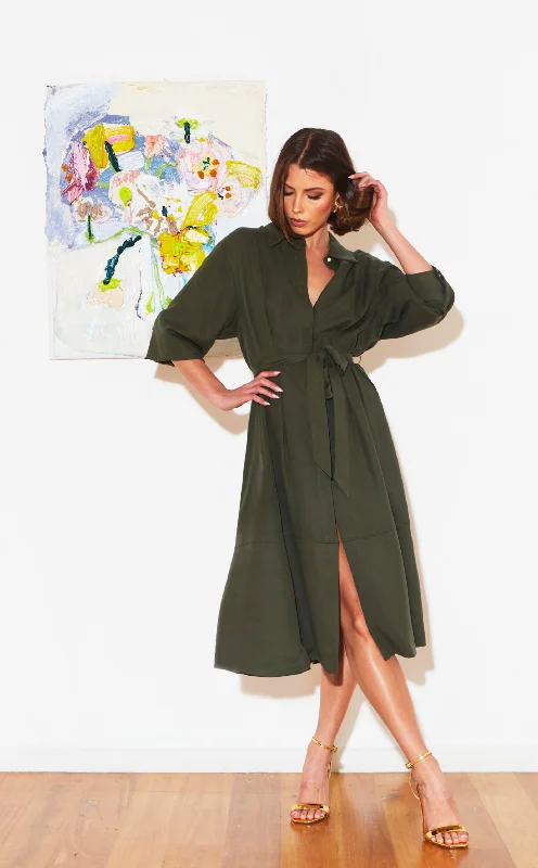 Fate Alter Ego Duster Shirt Dress Olive