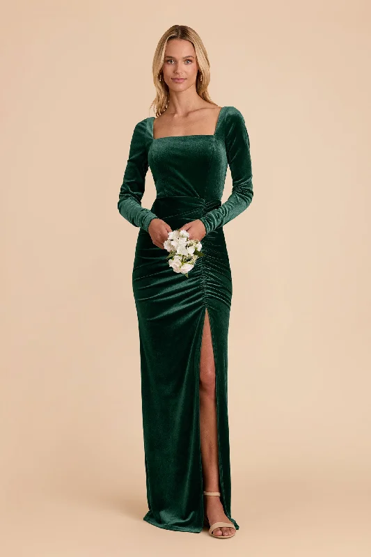 Ivy Velvet Dress - Emerald