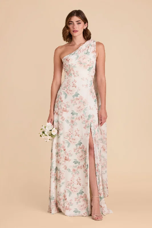 Melissa Chiffon Dress - Dusty Apricot Peonies