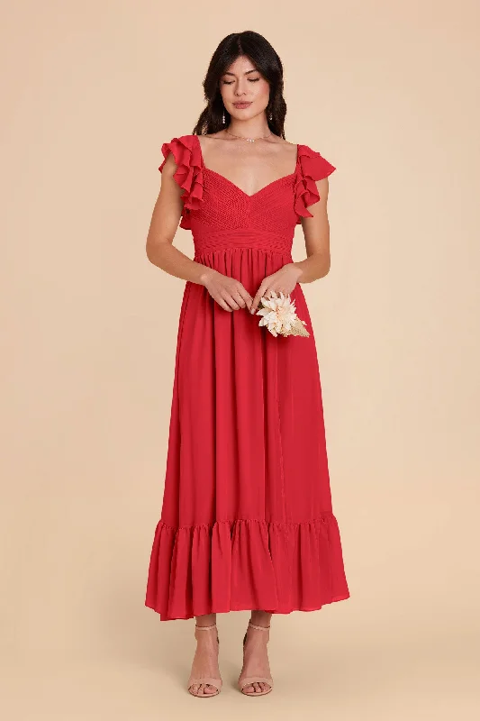 Michelle Chiffon Dress - Ruby Red