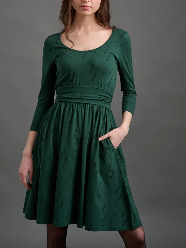 Novela Dress - Diamond Vine Dark Sage