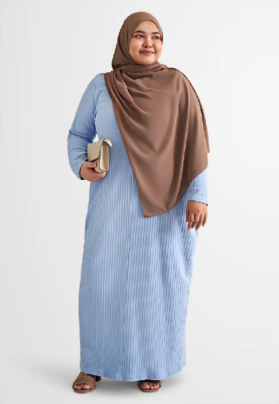 Nora Front Zip Ribbed Casual Jubah Dress